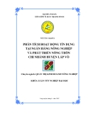 Luận văn " PHÂN TÍCH HOẠT ĐỘNG TÍN DỤNG TẠI NGÂN HÀNG NÔNG NGHIỆP VÀ PHÁT TRIỂN NÔNG THÔN CHI NHÁNH HUYỆN LẤP VÒ "