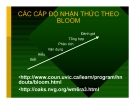 CÁC CẤP ĐỘ NHẬN THỨC THEO BLOOM