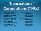 Transnational Corporations (TNCs)