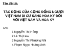 Đề tài: TÁC ĐỘNG CỦA CỘNG ĐỒNG NGƯỜI VIỆT NAM DI CƯ SANG HOA KỲ ĐỐI VỚI ViỆT NAM VÀ HOA KỲ