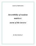 Đề tài " Invertibility of random matrices: norm of the inverse "