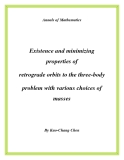 Đề tài " Existence and minimizing properties of retrograde orbits to the three-body problem with various choices of masses "