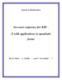 Đề tài " An exact sequence for KM /2 with applications to quadratic forms "
