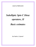 Đề tài "  Subelliptic Spin C Dirac operators, II Basic estimates "