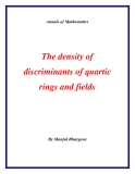 Đề tài " The density of discriminants of quartic rings and fields "