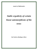 Đề tài " Stable ergodicity of certain linear automorphisms of the torus "