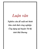 Luận văn: Nghiên cứu đề xuất mô hình khu sinh thái công nghiệp Ứng dụng tại huyện Tứ Kỳ tỉnh Hải Dương