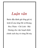 Báo cáo: Bước đầu đánh giá tổng giá trị kinh tế của rừng Dẻ xã Hoàng Hoa Thám - Chí Linh - Hải Dương cho việc hoạch định chính sách duy trì rừng Dẻ này