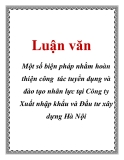 Luận văn: Một số biện pháp nhằm hoàn thiện công tác tuyển dụng và đào tạo nhân lực tại Công ty Xuất nhập khẩu và Đầu tư xây dựng Hà Nội