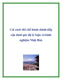 Cải cách thể chế hành chính-tiếp cận dưới góc độ lý luận và kinh nghiệm Nhật Bản