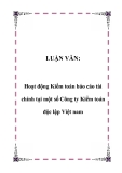 LUẬN VĂN:  Hoạt động Kiểm toán báo cáo tài chính tại một số Công ty Kiểm toán độc lập Việt nam