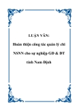 LUẬN VĂN:  Hoàn thiện công tác quản lý chi NSNN cho sự nghiệp GD & ĐT tỉnh Nam Định