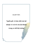 LUẬN VĂN:  Nguồn gốc và bản chất của lợi nhuận và vai trò của lợi nhuận trong cơ chế thị trường