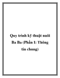 Quy trình kỹ thuật nuôi Ba Ba (Phần I: Thông tin chung)