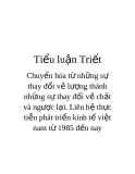 Tiểu luận Triết Chuyển hóa từ những sự thay đổi về lượng thành những sự thay đổi về chất và ngược lại. Liên hệ thực tiễn phát triển kinh tế việt nam từ 1985 đến nay