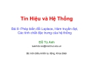 Tín Hiệu và Hệ Thống - Bài 8: Phép biến đổi Laplace, Hàm truyền đạt, Các tính chất đặc trưng của hệ thống