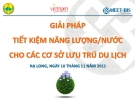 GIẢI PHÁP TIẾT KIỆM NĂNG LƯỢNG/NƯỚC CHO CÁC CƠ SỞ LƯU TRÚ DU LỊCH