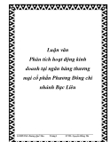 Luận văn Phân tích hoạt động kinh doanh tại ngân hàng thương mại cổ phần Phương Đông chi nhánh Bạc Liêu