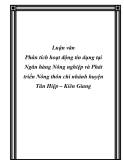 Luận văn Phân tích hoạt động tín dụng tại Ngân hàng Nông nghiệp và Phát triển Nông thôn chi nhánh huyện Tân Hiệp – Kiên Giang