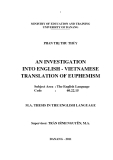 Luận văn AN INVESTIGATION INTO ENGLISH - VIETNAMESE TRANSLATION OF EUPHEMISM