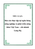 TIỂU LUẬN:  Báo cáo thực tập tại ngân hàng nông nghiệp và phát triển nông thôn Việt Nam – chi nhánh Láng Hạ