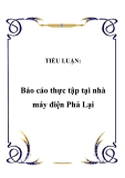 TIỂU LUẬN:  Báo cáo thực tập tại nhà máy điện Phả Lại