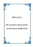 TIỂU LUẬN:  Báo cáo quản lý công tác quản lý vốn của Công ty cổ phần hà bắc