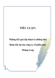 TIỂU LUẬN:  Những kết quả đạt được và những khó khăn tồn tại của công ty cổ phần may Thăng Long