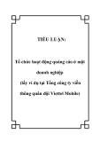 Tiểu luận: Tổ chức hoạt động quảng cáo ở một doanh nghiệp (lấy ví dụ tại Tổng công ty viễn thông quân đội Viettel Mobile)