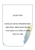 LUẬN VĂN:  ĐÁNH GIÁ CHUNG TÌNH HÌNH THỰC HIỆN HOẠT ĐỘNG KINH DOANH XUẤT KHẨU CỦA CÔNG TY TNHH XNK LỬA VIỆT