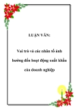 LUẬN VĂN:  Vai trò và các nhân tố ảnh hưởng đến hoạt động xuất khẩu của doanh nghiệp