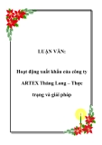 LUẬN VĂN:  Hoạt động xuất khẩu của công ty ARTEX Thăng Long – Thực trạng và giải pháp