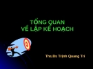 Bài giảng Tổng quan về lập kế hoạch - ThS. BS.Trịnh Quang Trí