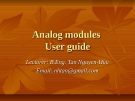 Analog modules User guide