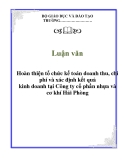 Tiểu luận đề tài : Hoàn thiện tổ chức kế toán doanh thu, chi phí & xác định kết quả kinh doanh tại Công ty cổ phần nhựa và cơ khí Hải Phòng