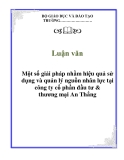 Luận văn: Một số giải pháp nhằm hiệu quả sử dụng và quản lý nguồn nhân lực tại công ty cổ phần đầu tư & thương mại An Thắng