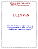 LUẬN VĂN:  Phân tích tài chính và một số biện pháp cải thiện tình hình tài chính tại Công ty cổ phần công nghiệp đúc Vinashin