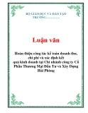 Luận văn kế toán: Hoàn thiện công tác kế toán doanh thu, chi phí và xác định kết quả kinh doanh tại Chi nhánh công ty Cổ Phần Thương Mại Đầu Tư và Xây Dựng Hải Phòng