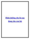 Dinh dưỡng cho bà mẹ đang cho con bú