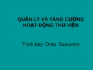 Quản lý và tăng cường hoạt động thư viện