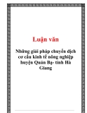 Những giải pháp chuyển dịch cơ cấu kinh tế nông nghiệp huyện Quản Bạ- tỉnh Hà Giang