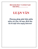 LUẬN VĂN: Phương pháp phát hiện phần mềm cài cắm với mục đích thu tin bí mật trên mạng Internet