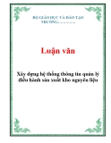 Luận văn: Xây dựng hệ thống thông tin quản lý điều hành sản xuất kho nguyên liệu