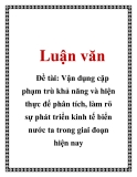 Đề tài: Vận dụng cặp phạm trù khả năng và hiện thực để phân tích, làm rõ sự phát triển kinh tế biển nước ta trong giai đoạn hiện nay