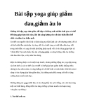 Bài tập yoga giúp giảm đau