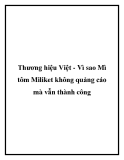 Thương hiệu Việt - Vì sao Mì tôm Miliket không quảng cáo mà vẫn thành công