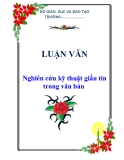 Luận văn: Nghiên cứu kỹ thuật giấu tin trong văn bản