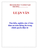 LUẬN VĂN:  Tìm hiểu, nghiên cứu về bảo đảm an toàn thông tin trong chính quyền điện tử