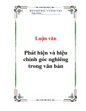 Luận văn:  Phát hiện và hiệu chỉnh góc nghiêng trong văn bản