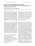 Báo cáo Y học:  Interaction of bovine coagulation factor X and its glutamic-acid-containing fragments with phospholipid membranes A surface plasmon resonance study